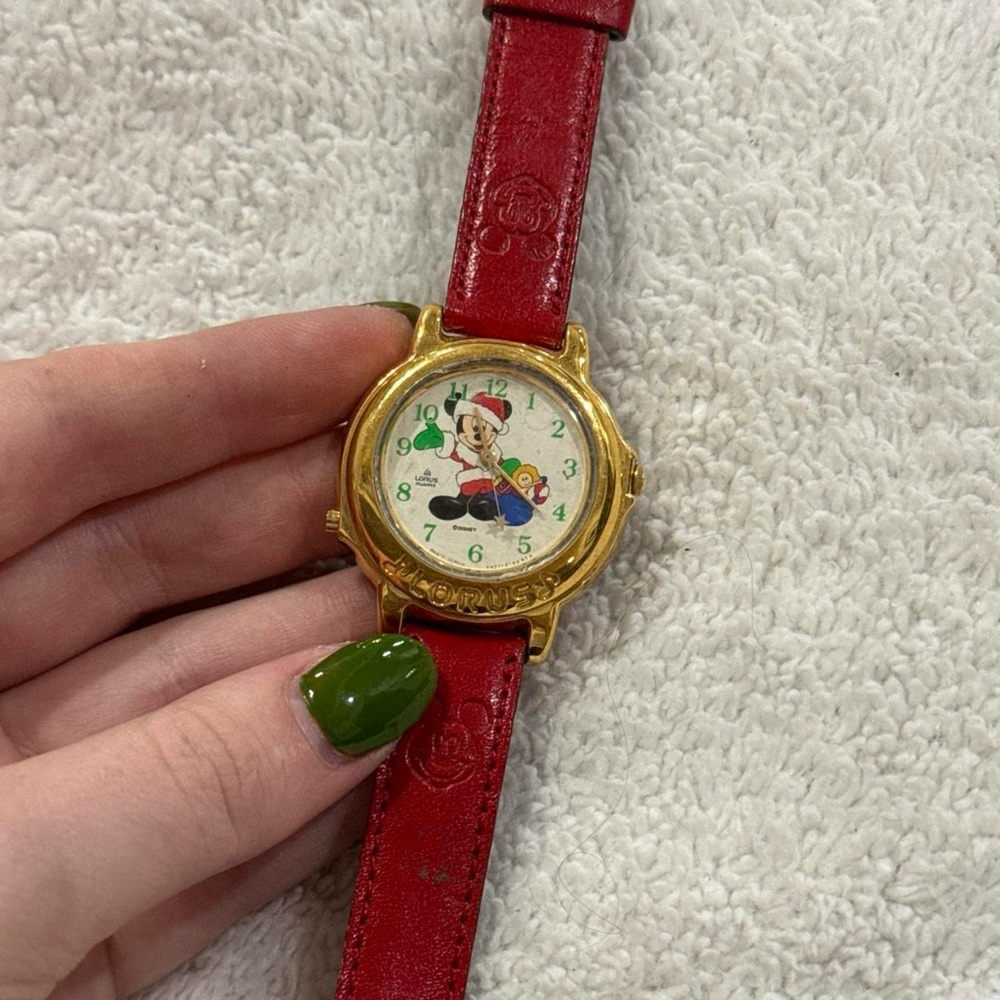 Disney Mickey Mouse Red Leather Watch